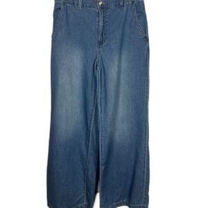 Roxie Wide-Leg Denim Pants Medium 80% Cotton
